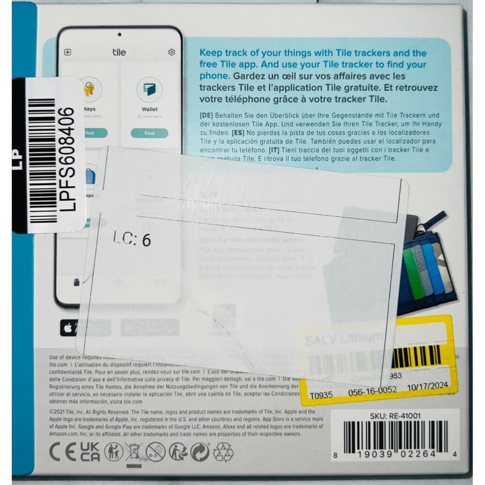 Tile Slim Bluetooth Tracker For Wallets & Narrow Spaces Works w Alexa & Google - Picture 2 of 2